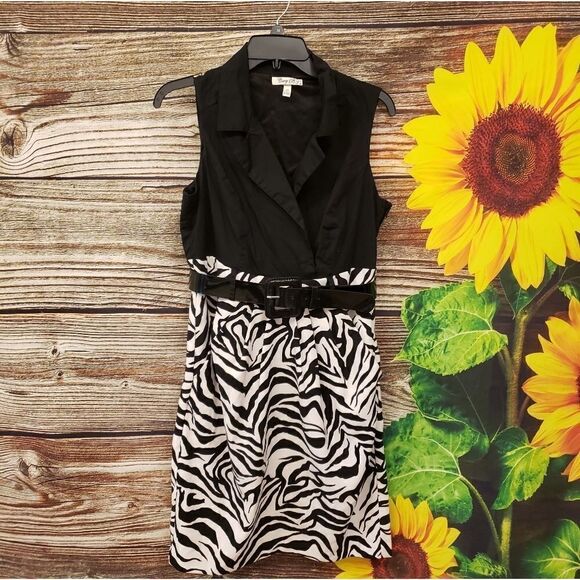 Corey P black/white zebra print midi dress size 10 - Picture 1 of 7
